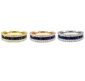 Fournisseur de bijoux Meilleure qualité précieuse 18k or blanc massif naturel saphir anneaux pour femmes - Product Image 4