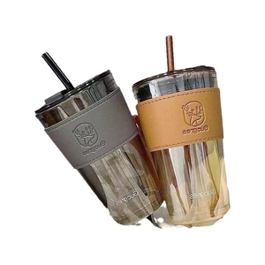 Venta caliente Ins logotipo personalizado vaso de paja 450mL de alta calidad Northern Lights taza de vidrio para estudiante chica - Product Image 2