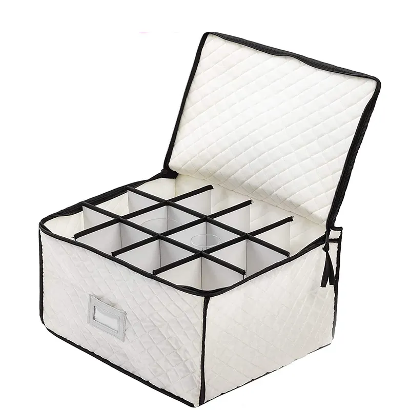Stemware Storage Box With Lid Storage bin Handles Mug Wine Glass Storage