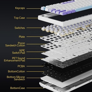 Clavier mécanique de jeu Ajazz AK820 Pro 75% RGBG, trois modes, axe Flying Fish, écran TFT intelligent, bouton rotatif, connexion 2.4G, gris - Product Image 6