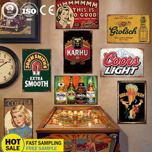 <span class=keywords><strong>Plaque</strong></span> Métallique Personnalisée Rétro pour Décoration Murale : Vin, Café, Bar, Pub, Club – Impression UV sur Tôle - Product Image 1