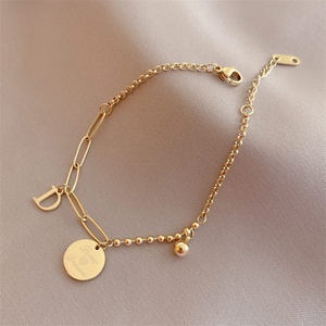 Pulseras Populares de Acero Inoxidable con Cadena de Eslabones y Colgante de Disco - Product Image 4