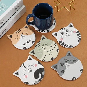 Bán buôn tùy chỉnh màu trắng Gốm Mèo hình dạng Coaster thiết lập trống tự làm in logo cho đồ uống cà phê ngày lễ cá nhân thảm & miếng đệm - Product Image 3