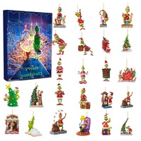 Noel Advent Geri Sayım Takvimi 2026 24 Koleksiyonluk Sürprizler 2D Düz Akrilik Yeşil Bebek Dekor Masaüstü Hediyesi