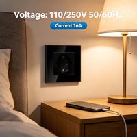 Prise murale UBARO norme européenne 16A en verre trempé ABS 86mm, prise électrique Schuko 3500W, anti-effraction IP20, pour maison et bureau, blanche