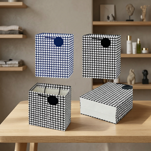 Erpsl Medium Cadeautas 32x26x12cm Houndstooth Patroon Offset Gedrukt Promotionele Papieren Opbergdoos - Product Image 4