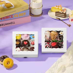 SLShePack Lot <span class=keywords><strong>de</strong></span> 20 boîtes en carton pour aliments pour bébés avec fermeture magnétique et fenêtre transparente - 5x5x2 pouces, personnalisables, pour chocolats enrobés - Product Image 5