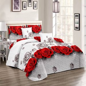 3D impreso bordado acolchado polyfiber relleno de tela suave dormitorio manta edredón colcha juego de cubierta de cama - Product Image 3