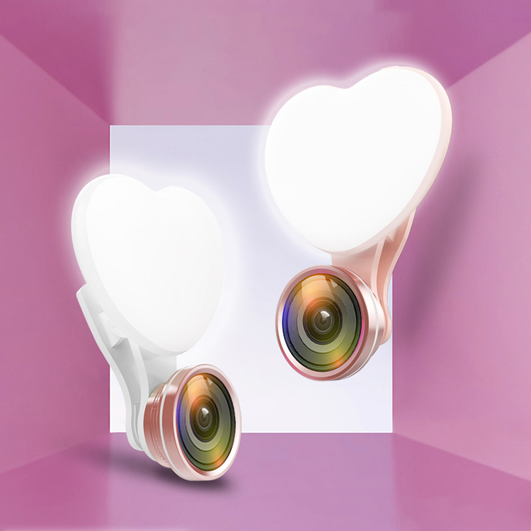 New Product Ring Lamp White Pink Black Color Portable Heart Wide Lens Mobile Phone Fill Light