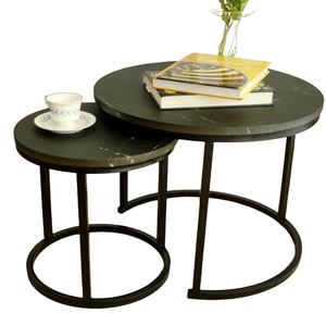 โต๊ะกลมหินอ่อนพร้อมโครงโลหะ โต๊ะซ้อนหินอ่อนสำหรับบ้านหรูหรา ห้องนั่งเล่น สำนักงาน โต๊ะกลาง เฟอร์นิเจอร์ทันสมัย - Product Image 6