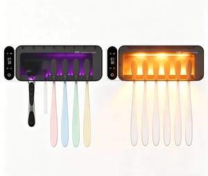 Stérilisateur de brosses à dents mural UV avec fenêtre transparente, affichage numérique, support familial pour brosses à dents avec ventilateur et chauffage - Product Image 2