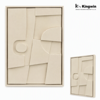 Sculpture murale géométrique 3D minimaliste OEM, art abstrait en relief encadré, FSC BSCI, pour les designers d'intérieur, l'hôtellerie, les hôtels, la vente au détail