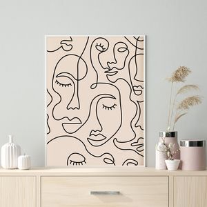 Póster minimalista de Arte de cara de una sola línea para mujer, dibujo de cara, pared neutra, lienzo, decoración de pared para habitación del hogar - Product Image 1