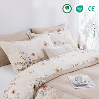 Vente en gros de linge de lit en patchwork floral aspect lin 100% polyester 110 g/m², 4 pièces, fabricant OEM