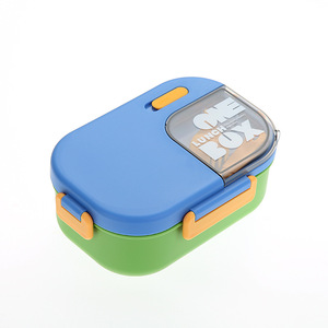 One <b>Lunch</b> <b>Box</b> Bento <b>Box</b> With Fork And Spoon <b>Microwaveable</b> Rectangle Plastic Lid Solid Color - Product Image 3