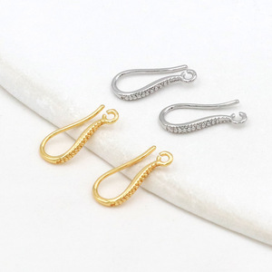 8K gold-plated copper U-shaped ear <b>hooks</b> with a smooth inner <b>hook</b>, 14K gold-plated copper; DIY handmade <b>earring</b> semi-finished - Product Image 3
