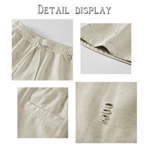 Pantaloncini con vecchi fori con due tasche con orlo laterale vecchio stile estivo pantaloncini da uomo 100 pantaloncini traspiranti con logo personalizzato in cotone - Product Image 5