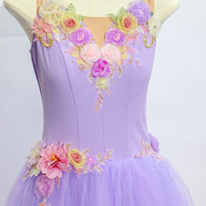 Vestido de Tutú Romántico Profesional para Niñas, Diseño Floral Hecho a Mano, Falda de Tul Suave para Bailarina, Diseño Lavanda, Estilo Cascanueces, Fitdance - Product Image 5