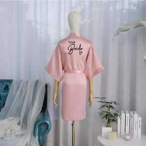 Robe de mariée de <span class=keywords><strong>couleur</strong></span> unie Kimono pour femme Robes de mariée en satin soyeux de mariage Robes de mariée du matin Vêtements de nuit Robe de chambre - Product Image 3