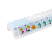Set Rak & Penekan Mahjong Akrilik Scallop Putih Mewah Portabel untuk 4 Pemain dengan Penekan Magnetik yang Praktis