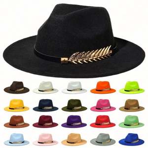 Gorras Promocionales de Jazz de Diseño Económicas al por Mayor para Hombre y Mujer, Sombrero Vintage de Poliéster/Algodón, Fedora, Sombreros de Vaquero para Fiesta, con Logotipo Personalizado - Product Image 1
