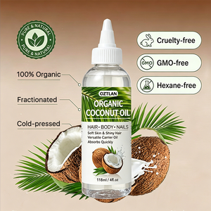 Aceite de Coco Virgen Orgánico Prensado en Frío, Loción Corporal de Aceite de Coco Puro Multiusos para Cabello, Cuerpo <span class=keywords><strong>y</strong></span> <span class=keywords><strong>Uñas</strong></span>, Repara la <span class=keywords><strong>Piel</strong></span> Seca <span class=keywords><strong>y</strong></span> Encrespada - Product Image 2