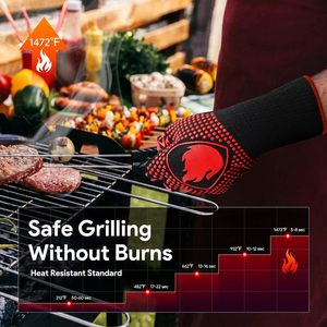 Guantes para Barbacoa, Guantes para Horno, Guantes para Asar - 1472 ℉   Guantes de Horno Resistentes al Calor Extremo, Guantes de Cocina de Silicona Antideslizantes para Asar - Product Image 2