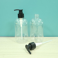 Bouteilles de lotion rondes en plastique PET de 480 ml avec logo personnalisé, finition givrée blanche, pulvérisateur à pompe pour soins personnels et cosmétiques