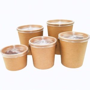 Bol en papier rond biodégradable à double paroi ondulée, écologique et jetable, avec couvercle, pour crème glacée ou soupe - Product Image 1
