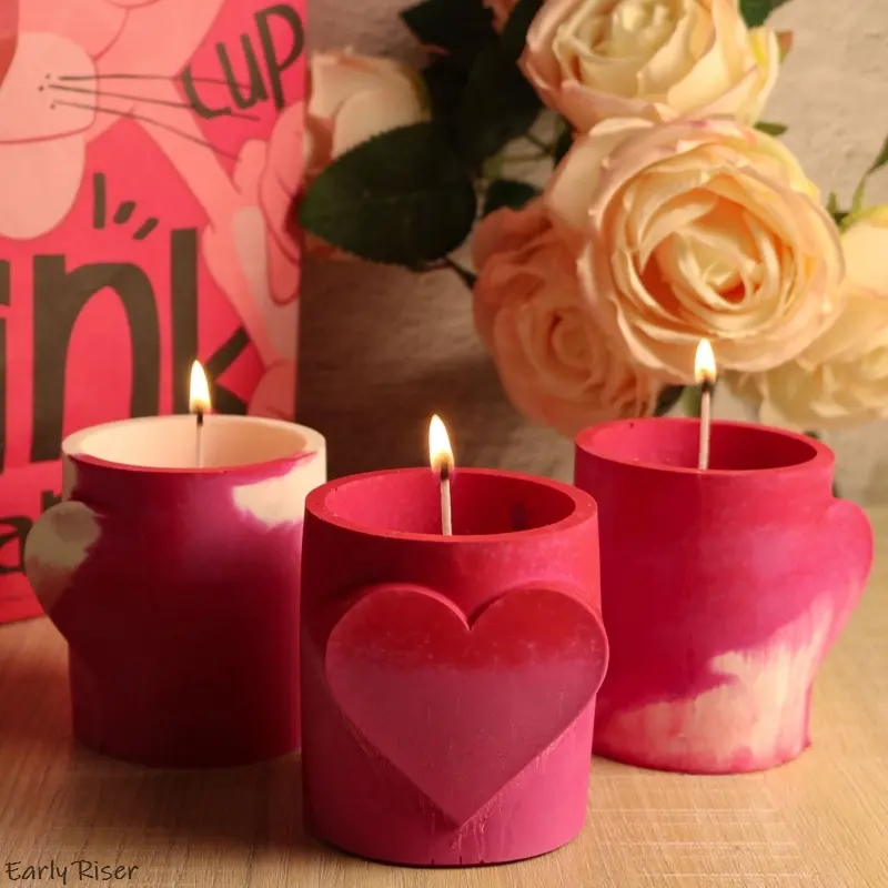 Early Riser ins popular diy love candle cup Valentine's Day couple pen holder silicone mold glue making tool