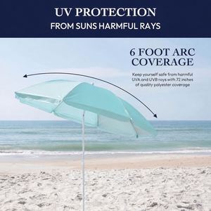 Sombrilla de Playa Portátil de 6 Pies con Protección UV, Parasol para Exteriores con Bolsa de Hombro, Sombrilla de Viaje Ligera para Adultos - Product Image 3