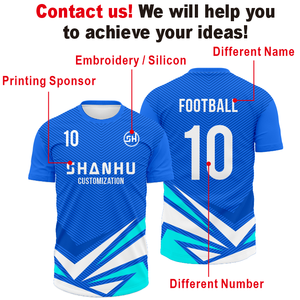 Maillot de football personnalisé pour homme adulte, t-shirt d'équipe de football à manches courtes, respirant, séchage rapide, polyester, uniforme imprimé - Product Image 5
