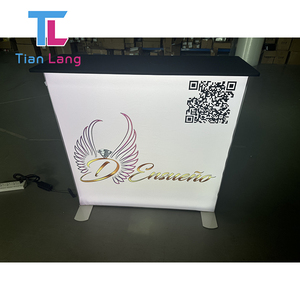 Portable 8ft Step SEG <b>Display</b> <b>Table</b> Custom Logo Aluminum Structure Frameless LED Luminous Showcase Counter Trade Shows Tension - Product Image 2