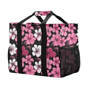 Organizador de Almacenamiento Personalizado con Diseño de Flores Rosas, Bolsa de Lavandería Plegable con Asa para Guardar Ropa - Product Image 1