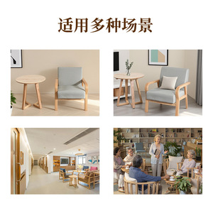 Silla de Madera Maciza con Combinación de Telas, 75x74x89cm, Cojín Suave, Estilo Nórdico Minimalista, Silla de Salón - Product Image 4