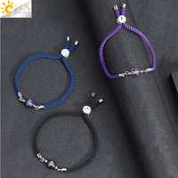 Bracelet réglable en corde de nylon pierre naturelle cristal lettre A B C D E F G H I J K L M N O P Q R S T U V W X Y Z Bracelets bijoux