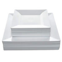 Assiettes en plastique carrées de 10 pouces, résistantes, transparentes, pour desserts/salades, élégantes, durables, idéales pour les mariages, les fêtes, la restauration