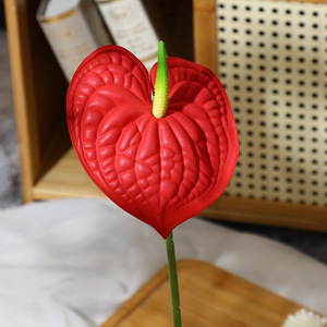 Fleurs artificielles Anthurium, dégradé blanc-vert, PVC souple, haute simulation, décorations pour mariage et maison - Product Image 3