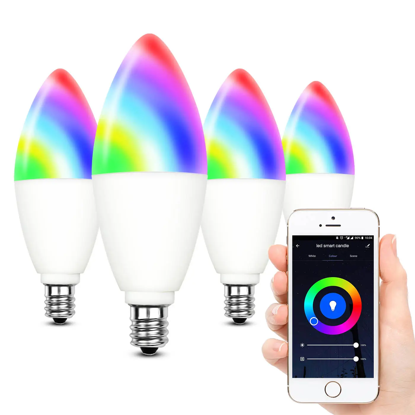 tuya smart wifi led candle lights bulbs with energy saving by smart app controlled e12 e14 wholesale c37 c35 100-240v