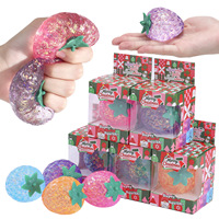 Nouveau Jouet Squishy Transfrontalier en TPR, en forme de Fraises à la Poudre d'Or de Noël, à base de Maltose, anti-stress rebondissant, pour Halloween, direct usine