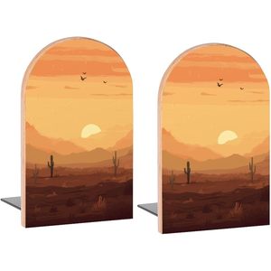 Serre-livres décoratifs en bois Desert Cactus pour bureau de chambre bureau à domicile 1 paire 5x3.1 pouces bouchons de livre pour magazines livres DVD - Product Image 4