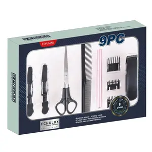 9 In 1 Eyebrow Shaver Cutting Comb 2*Hair Clips Hairdressing Scissors Electric Hair And Beard Trimmer Set