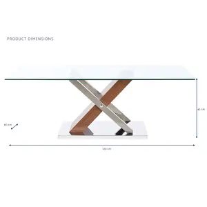 Table basse en acier et MDF 120x60x42 cm aspect bois - Product Image 2