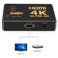 En stock Commutateur HDMI CE 4K haute vitesse, séparateur HDMI 3x1, 3 entrées 1 sortie, Ultra HD avec télécommande, câble infrarouge, commutateur HDMI