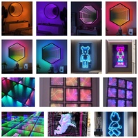 Nouveautés : Miroir Magique Lumineux pour Mur de Fond de Bar à Domicile, Décoratif, Miroir Infini LED 3D Néon