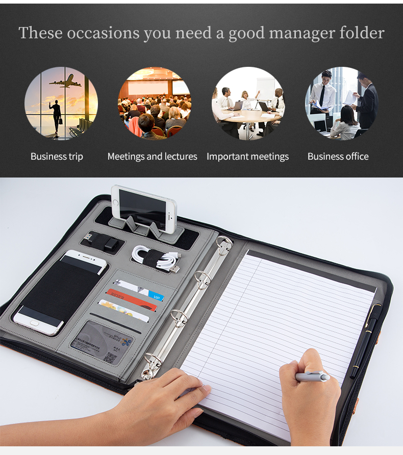 Wholesale custom a4 custom canvas olive green zip document folder padfolio portfolio for promotion