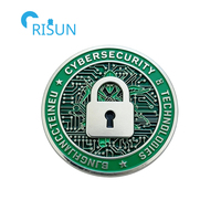 Décapsuleur commémoratif personnalisé Thin Blue Line Cyber Security, avec puce IT et microchip, pièce de défi sur le thème de la cybersécurité