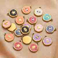 Pendentifs de bijoux fantaisie en acier inoxydable, breloques pour bracelets, accessoires de collier en émail DIY, pendentifs pour collier