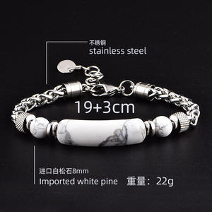 Bracelet en pierre naturelle de chaîne d'acier inoxydable de nouvelle conception de haute qualité pour les hommes JBS12855 - Product Image 5