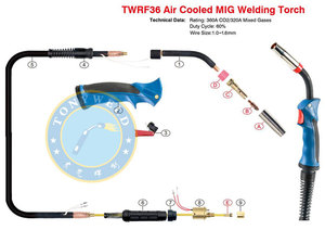 Binzel RF36 360Amp Refrigerado por aire MIG Pistola de soldadura Antorcha 5M para máquina de soldadura industrial - Product Image 4